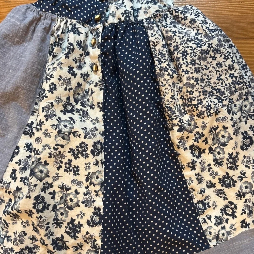 Maggie & Zoe Patchwork Dress‎ Kids Blue Excellent Floral Polka Dot SIZE 4T